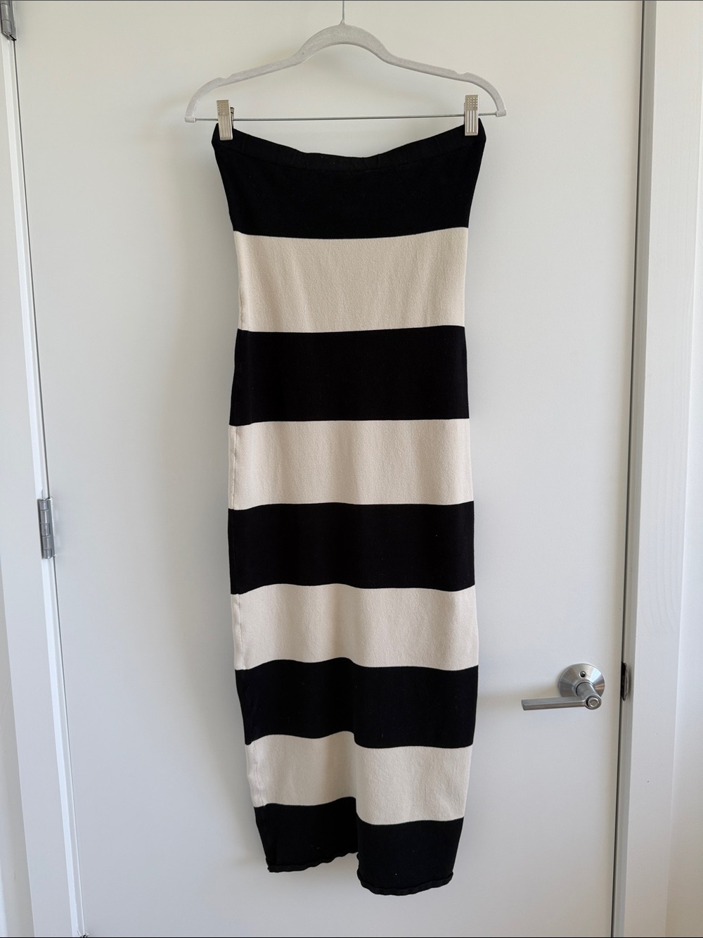 Sky To Moon Black and Cream Strapless Maxi Dress